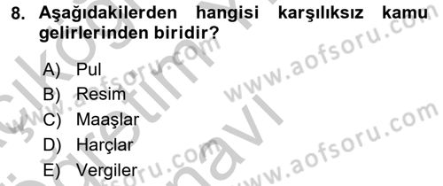Damga Vergisi Ve Harçlar Bilgisi Dersi 2018 - 2019 Yılı Yaz Okulu Sınav Soruları 8. Soru