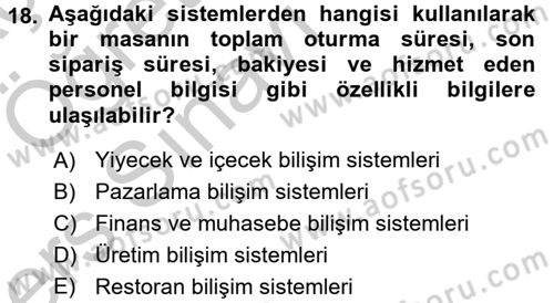 Menü Yönetimi Dersi 2016 - 2017 Yılı 3 Ders Sınav Soruları 18. Soru