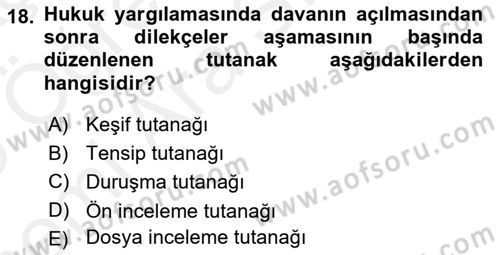 Hukuk Dili Ve Adli Yazışmalar Dersi 2018 - 2019 Yılı (Vize) Ara Sınav Soruları 18. Soru