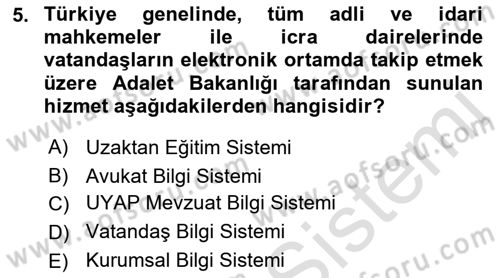 Ulusal Yargı Ağı Projesi 1 Dersi 2019 - 2020 Yılı (Final) Dönem Sonu Sınav Soruları 5. Soru