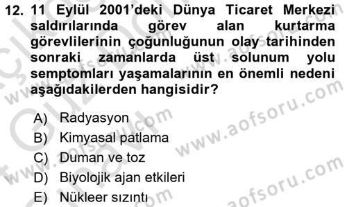 Temel Afet Bilgisi Dersi 2023 - 2024 Yılı (Vize) Ara Sınav Soruları 12. Soru