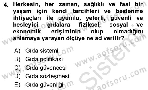 Yemek Sosyolojisi Dersi 2021 - 2022 Yılı (Final) Dönem Sonu Sınav Soruları 4. Soru