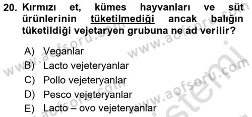 Gastronomi Tarihi Dersi 2021 - 2022 Yılı Yaz Okulu Sınav Soruları 20. Soru