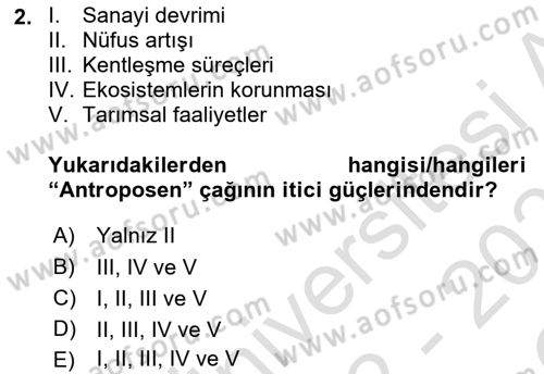Sürdürülebilir Kentsel Dayanıklılık Dersi 2022 - 2023 Yılı Yaz Okulu Sınav Soruları 2. Soru