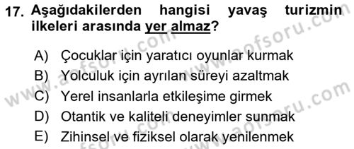 Gastronomi Ve Sürdürülebilirlik Dersi 2024 - 2025 Yılı (Final) Dönem Sonu Sınav Soruları 17. Soru