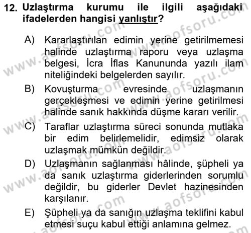 Mesleki Bilgisayar Ve Uyap Dersi 2023 - 2024 Yılı (Final) Dönem Sonu Sınav Soruları 12. Soru