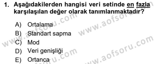 Veri Analizi Ve Değerlendirme Dersi 2023 - 2024 Yılı Yaz Okulu Sınav Soruları 1. Soru