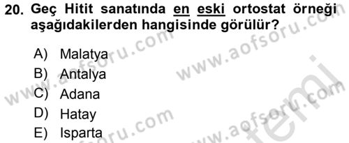 Anadolu Arkeolojisi Dersi 2016 - 2017 Yılı (Vize) Ara Sınav Soruları 20. Soru