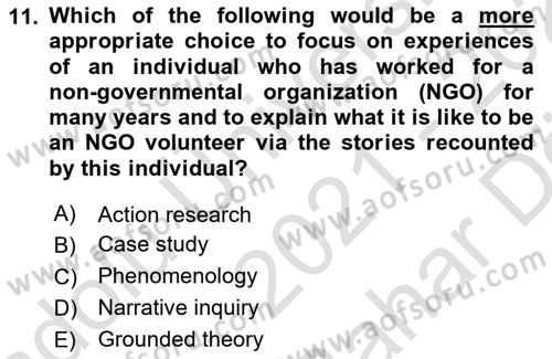 Research Methods Dersi 2021 - 2022 Yılı (Vize) Ara Sınav Soruları 11. Soru