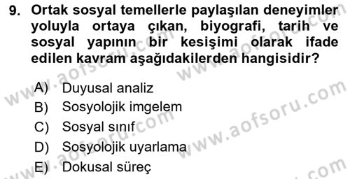 Yemek Sosyolojisi Dersi 2024 - 2025 Yılı (Vize) Ara Sınav Soruları 9. Soru
