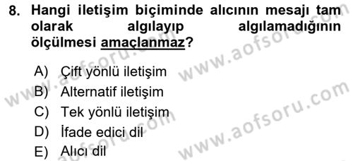 Özel Gereksinimli Bireyler İçin Afet ve Acil Durum Yönetimi Dersi 2022 - 2023 Yılı Yaz Okulu Sınav Soruları 8. Soru