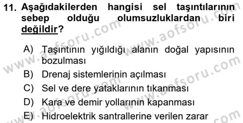 Arama Kurtarma Bilgisi ve Etik Değerler Dersi 2018 - 2019 Yılı Yaz Okulu Sınav Soruları 11. Soru