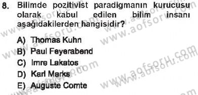 Sosyal Bilimlerde Araştırma Yöntemleri Dersi 2012 - 2013 Yılı Tek Ders Sınav Soruları 8. Soru