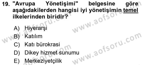 Afet Sosyolojisi Dersi 2017 - 2018 Yılı (Final) Dönem Sonu Sınav Soruları 19. Soru
