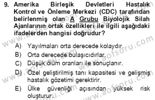 Kbrn Savunma Ve Güvenlik Dersi 2022 - 2023 Yılı (Vize) Ara Sınav Soruları 9. Soru