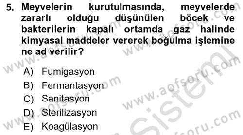 Temel Mutfak Teknikleri Dersi 2022 - 2023 Yılı (Vize) Ara Sınav Soruları 5. Soru