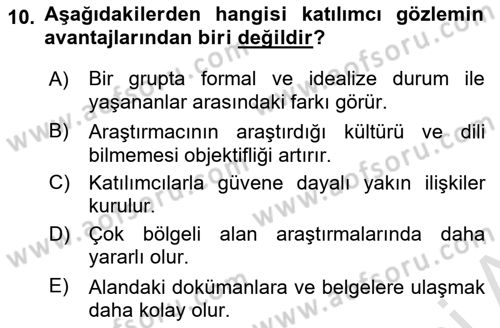 Uluslararası İlişkilerde Araştırma Yöntemleri Dersi 2025 - 2026 Yılı (Final) Dönem Sonu Sınav Soruları 10. Soru