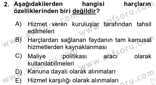 Damga Vergisi Ve Harçlar Bilgisi Dersi 2015 - 2016 Yılı Tek Ders Sınav Soruları 2. Soru