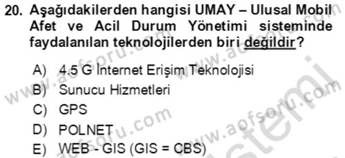 Acil Çağrı Yönetimi Dersi 2021 - 2022 Yılı (Final) Dönem Sonu Sınav Soruları 20. Soru
