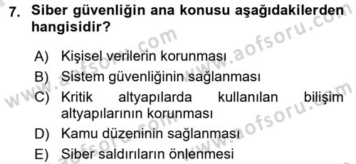 Acil Durum ve Afetlerde Ulaştırma Yönetimi ve Uygulamaları Dersi 2023 - 2024 Yılı (Final) Dönem Sonu Sınav Soruları 7. Soru