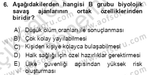 Kbrn Savunma Ve Güvenlik Dersi 2021 - 2022 Yılı (Vize) Ara Sınav Soruları 6. Soru