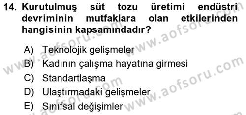 Gastronomi Tarihi Dersi 2024 - 2025 Yılı (Final) Dönem Sonu Sınav Soruları 14. Soru