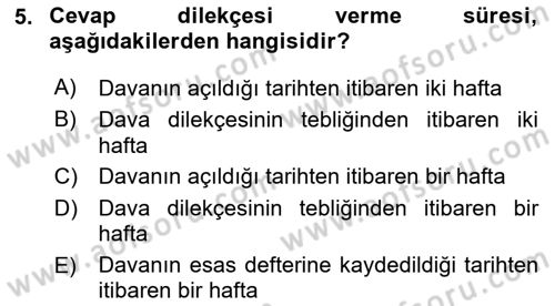 Hukuk Dili Ve Adli Yazışmalar Dersi 2018 - 2019 Yılı 3 Ders Sınav Soruları 5. Soru