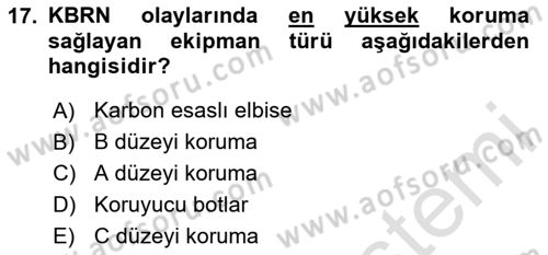 Arama Kurtarma Bilgisi ve Etik Değerler Dersi 2023 - 2024 Yılı Yaz Okulu Sınav Soruları 17. Soru
