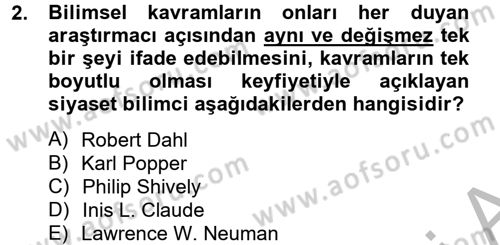 Uluslararası İlişkilerde Araştırma Yöntemleri Dersi 2012 - 2013 Yılı (Vize) Ara Sınav Soruları 2. Soru