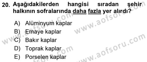 Osmanlı Mutfağı Dersi 2018 - 2019 Yılı (Final) Dönem Sonu Sınav Soruları 20. Soru