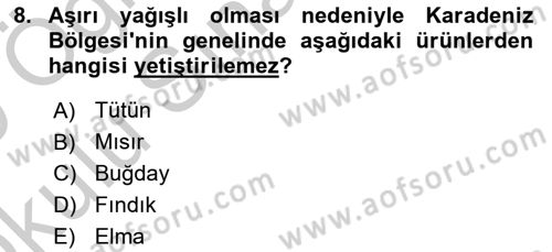Yöresel Mutfaklar Dersi 2018 - 2019 Yılı Yaz Okulu Sınav Soruları 8. Soru