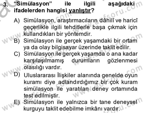 Uluslararası İlişkilerde Araştırma Yöntemleri Dersi 2014 - 2015 Yılı (Final) Dönem Sonu Sınav Soruları 3. Soru