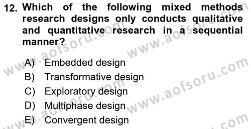 Research Methods Dersi 2020 - 2021 Yılı Yaz Okulu Sınav Soruları 12. Soru