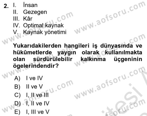 Gastronomi Ve Sürdürülebilirlik Dersi 2020 - 2021 Yılı Yaz Okulu Sınav Soruları 2. Soru
