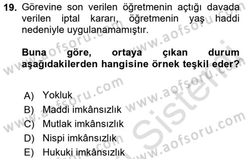 İdari Yargı Dersi 2021 - 2022 Yılı Yaz Okulu Sınav Soruları 19. Soru