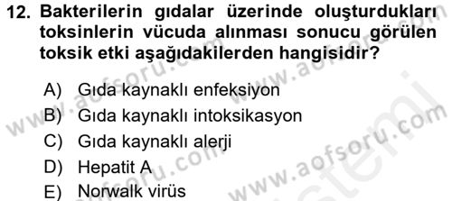 Mutfak Hizmetleri Yönetimi Dersi 2017 - 2018 Yılı (Final) Dönem Sonu Sınav Soruları 12. Soru
