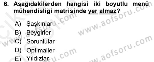 Menü Yönetimi Dersi 2017 - 2018 Yılı 3 Ders Sınav Soruları 6. Soru