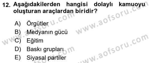 Acil Durum ve Afet Farkındalık Eğitimi Dersi 2021 - 2022 Yılı (Vize) Ara Sınav Soruları 12. Soru