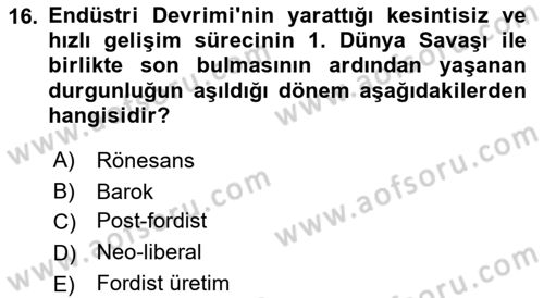 Kent, Planlama ve Afet Risk Yönetimi Dersi 2021 - 2022 Yılı (Vize) Ara Sınav Soruları 16. Soru