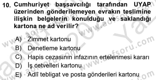Temel Kalem Mevzuatı Bilgisi Dersi 2021 - 2022 Yılı Yaz Okulu Sınav Soruları 10. Soru