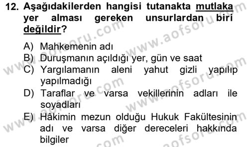Kalem Mevzuatı Dersi 2014 - 2015 Yılı (Vize) Ara Sınav Soruları 12. Soru