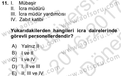 Kalem Mevzuatı Dersi 2016 - 2017 Yılı (Final) Dönem Sonu Sınav Soruları 11. Soru