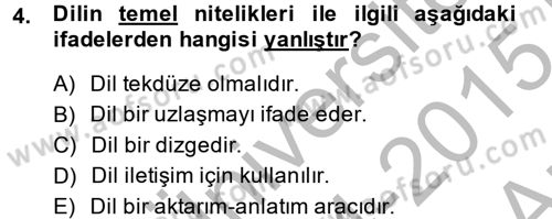 Hukuk Dili Ve Adli Yazışmalar Dersi 2014 - 2015 Yılı (Vize) Ara Sınav Soruları 4. Soru