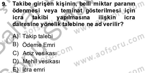 Hukuk Dili Ve Adli Yazışmalar Dersi 2013 - 2014 Yılı (Final) Dönem Sonu Sınav Soruları 9. Soru