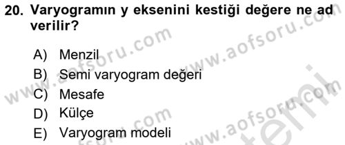 Veri Analizi Ve Değerlendirme Dersi 2023 - 2024 Yılı Yaz Okulu Sınav Soruları 20. Soru