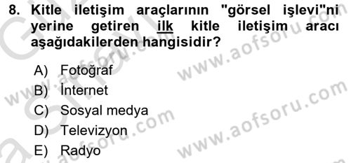 Gastronomi Ve Medya Dersi 2019 - 2020 Yılı (Vize) Ara Sınav Soruları 8. Soru