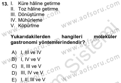 Menü Yönetimi Dersi 2018 - 2019 Yılı 3 Ders Sınav Soruları 13. Soru