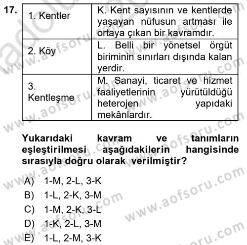Afet Risk Azaltma Politikaları Dersi 2024 - 2025 Yılı (Vize) Ara Sınav Soruları 17. Soru