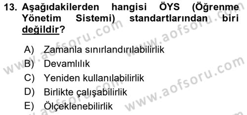 Büro Teknolojileri Dersi 2024 - 2025 Yılı Yaz Okulu Sınav Soruları 13. Soru
