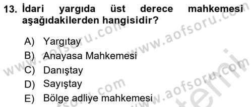 Hukuk Dili Ve Adli Yazışmalar Dersi 2020 - 2021 Yılı Yaz Okulu Sınav Soruları 13. Soru